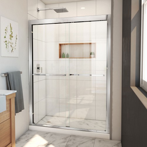 Dreamline SHDR-1854720-01  Duet Plus 50-54 in. W x 72 in. H Semi-Frameless Bypass Sliding Shower Door in Chrome
