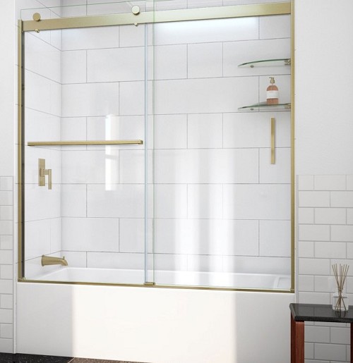 DreamLine Sapphire-V TDVH60W620VXX05 56 - 60 in. W x 62 in. H Bypass Tub Door in Brushed Gold